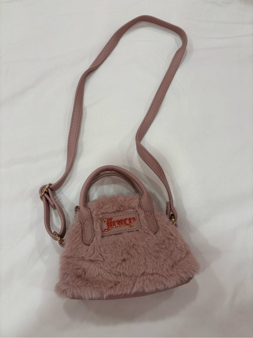Juicy Couture Dusty Rose Faux Fur Mini Crossbody Bag